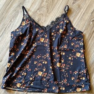 SHEIN Black and Orange Floral Lace Cami